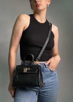 Актуальна чорна жіноча сумка міні класична жіноча сумка на кожен день повсякденна сумка hermes kelly4 фото