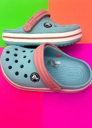 Дитячі крокси сабо crocs crocband kids crocband kids ice blue/white1 фото