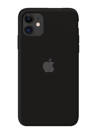 Силиконовый чехол c закрытым низом apple silicone case  для iphone 11 черный1 фото
