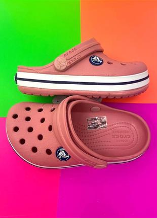 Детские кроксы сабо crocs crocband kids crocband kids peony pink/stucco