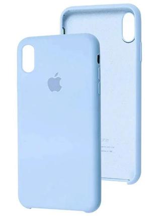 Силиконовый чехол apple silicone case  для iphone xr голубой  с открытым низом