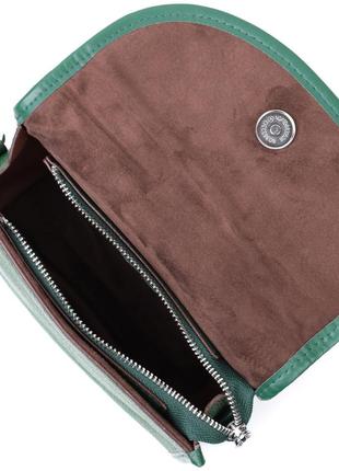 Компактна жіноча шкіряна сумка з напівкруглим клапаном vintage 22260 зелена5 фото