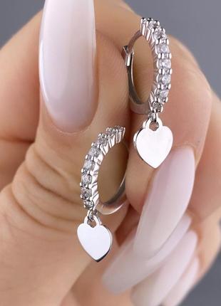 Серебряные серьги с подвесками\родий