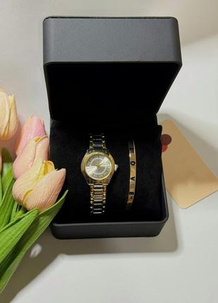 Часы женские наручные кварцевые цвет  серебристый с золотистыми вкраплениями в комплекте регулирующийся8 фото