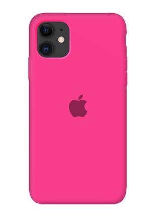 Силиконовый чехол c закрытым низом apple silicone case  для iphone 11 ярко-розовый