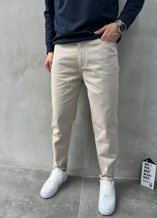 Джинсы мужские бежевые / качественные классические брюки джинсы для мужчин