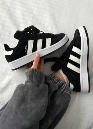 🖤💥adidas campus black white premium💥🖤❤️36рр-45рр❤️кроссовки женские черные адидас, кроссовки адедас женские чёрные, женские кроссовки замшевые адидас,