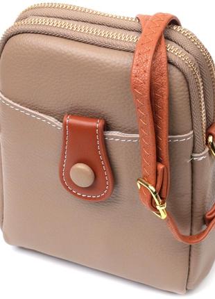 Сучасна сумка-трапеція для жінок із натуральної шкіри vintage 22271 бежева