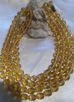 Бусы винтаж,времен ссср,чешское медовое стекло.