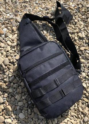 Мужская сумка кроссбоди | мужская сумка черная тканевая | тактическая сумка gw-372 на грудь