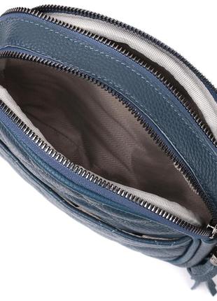 Стильная женская стеганая сумка из мягкой натуральной кожи vintage 22327 синяя4 фото
