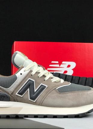 Мужские очень легкие стильные демисезонные кроссовки new balance 574 бежевые, натуральный замш4 фото