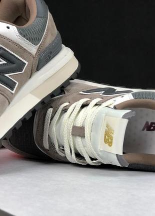 Чоловічі дуже легкі стильні демісезонні кросівки new balance 574 бежеві, натуральний замш