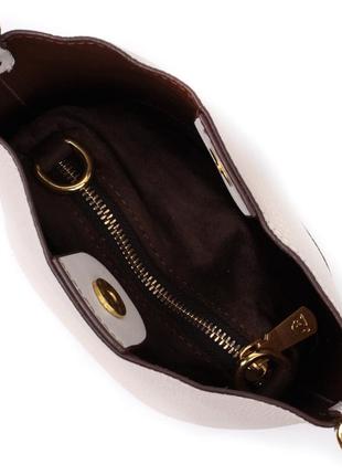 Компактная женская сумка с автономной косметичкой внутри из натуральной кожи vintage 22365 белая4 фото