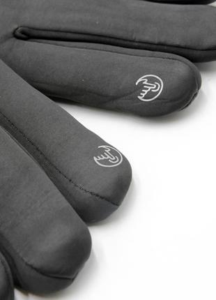 Зимние теплые сенсорные перчатки sport, плащовка + кашемир замшевые, черные мужские перчатки