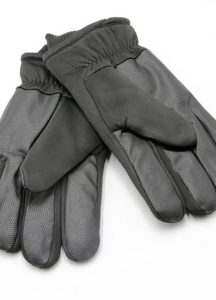 Зимние теплые сенсорные перчатки sport, плащовка + кашемир замшевые, черные мужские перчатки