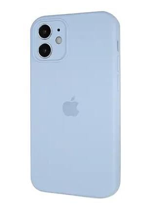 Силиконовый чехол full silicone case для iphone 11 c закрытым низом и защитой камеры квадратные борты голубой