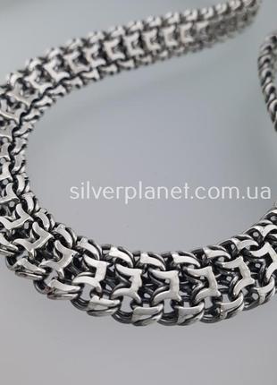 Серебряная цепочка фараон / трактор. цепь на шею серебро толстая широкая 10 мм 60 см8 фото