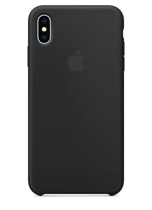 Силиконовый чехол apple silicone  case для iphone xs max черный с открытым низом