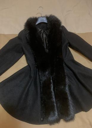 Роскошное приталенное пальто с эко мехом в идеале7 фото