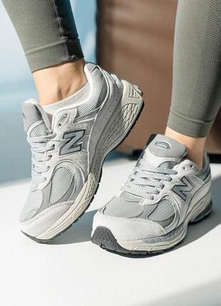 Жіночі замшеві сірі кросівки з сіткою в стилі new balance 2002r 🆕 нью баланс 2002r