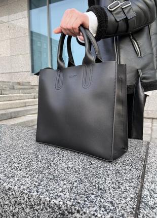 Женская кожаная сумка business lady черная в подарочной упаковке8 фото