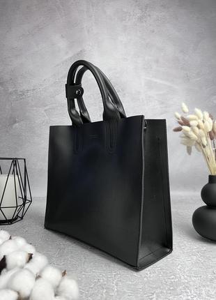 Женская кожаная сумка business lady черная в подарочной упаковке3 фото