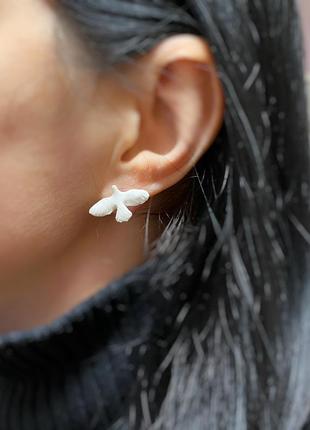 Сережки гвоздики з горлицею (горлица, голубь)