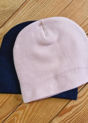 Шапка для девочки, 2 штуки, рост 104-122 цвет синий, розовый