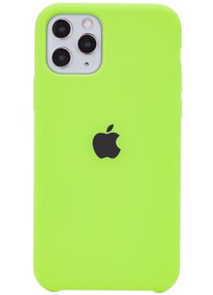 Чохол silicone case soft touch для apple iphone 11 pro max зелений яскравий з відкритим низом (салатовий)