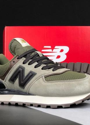 Мужские очень легкие демисезонные кроссовки new balance 574 хаки стильные, натуральный замш2 фото