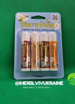 Sierra bees, набір органічних бальзамів для губ, 4 штуки по 4,25 г