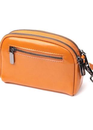 Женская кожаная сумка с глянцевой поверхностью vintage 22421 оранжевый2 фото