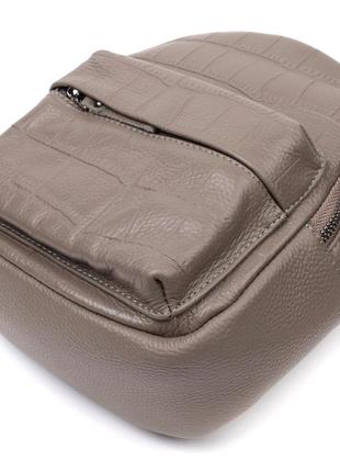 Жіночий компактний стильний рюкзак із натуральної шкіри vintage 22435 сірий3 фото