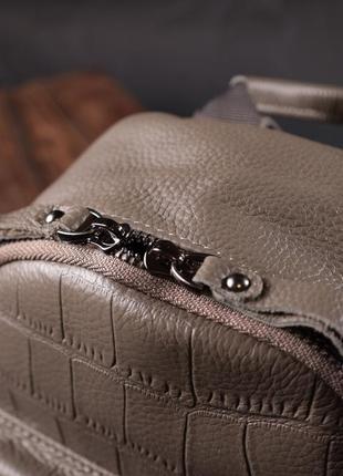Жіночий компактний стильний рюкзак із натуральної шкіри vintage 22435 сірий8 фото