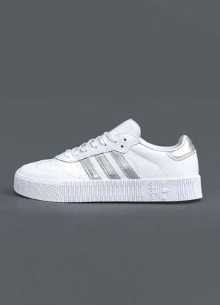 Женские кроссовки adidas sambarose white silver2 фото