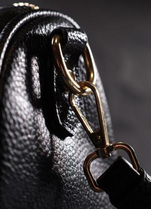 Элегантная женская сумка бочонок с двумя ручками из натуральной кожи vintage 22353 черная9 фото