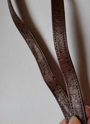 Плечовий коричневий ремінь для сумки під шкіру страуса6 фото