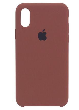 Силиконовый чехол apple silicone case для iphone х/xs шоколадный  с открытым низом