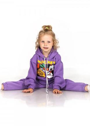 Теплый фиолетовый костюм на девочку трехнитка микки маус размер 92-989 фото