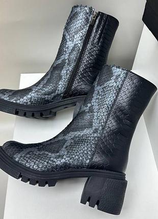 Эксклюзивные ботинки ботильоны из итальянской кожи и замши женские на каблуке