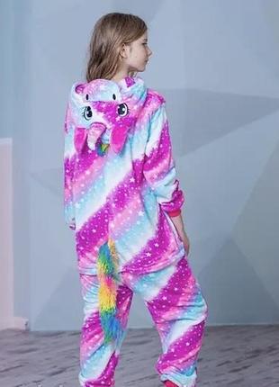 Кигуруми пижама цельная единорог звездный путь на молнии пижамка женская плюшевая4 фото
