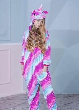 Кигуруми пижама цельная единорог звездный путь на молнии пижамка женская плюшевая5 фото