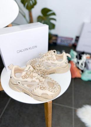 Кроссовки calvin klein strike бежевого цвета (36-40)5 фото