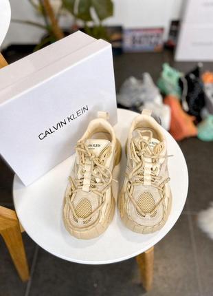 Кроссовки calvin klein strike бежевого цвета (36-40)6 фото