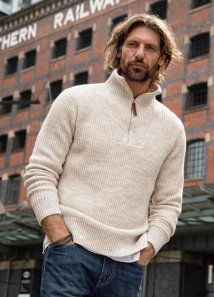 Шерстяной свитер реглан с горловиной на молнии 100% мериносовая шерсть