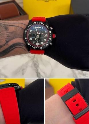 Часы мужские кварцевый хронограф в стиле breitling endurance black-red