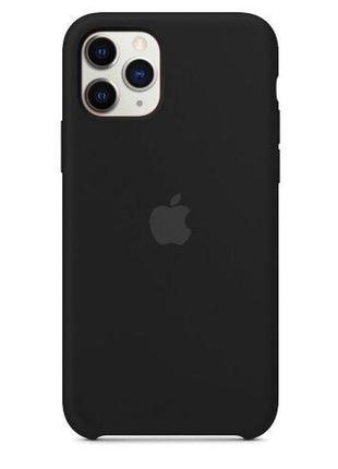 Чехол  silicone case soft touch для apple iphone 11 pro max черный  с открытым низом