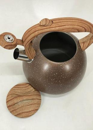 Чайник unique із свистком un-5306 2,7л мармур. ij-353 колір коричневий4 фото