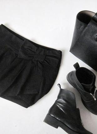 Черная юбка zara 100% коттон мини юбка с драпировкой декор бант асимметричная юбка с драпировкой хлопок2 фото